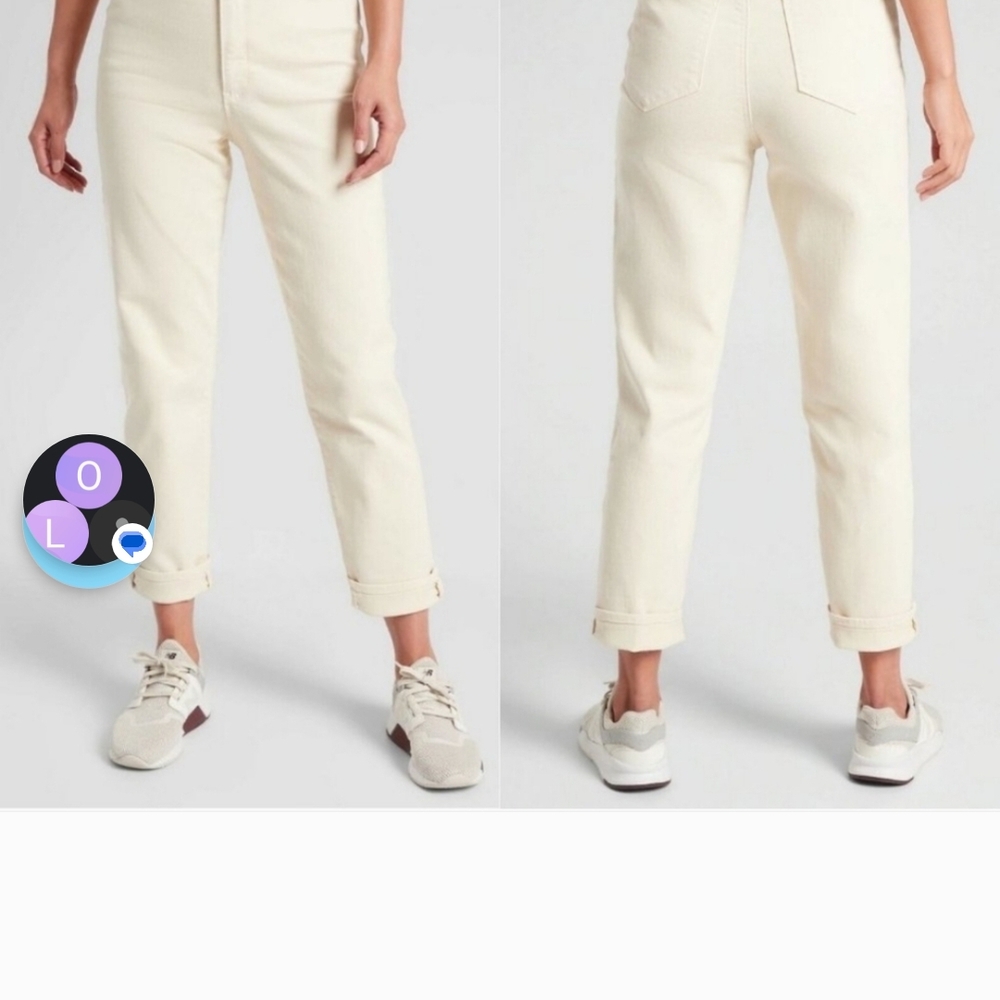 Athleta Cream Straight Leg Jeans High-Waisted
